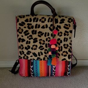 Bonita Serape & Leopard Leather Backpack